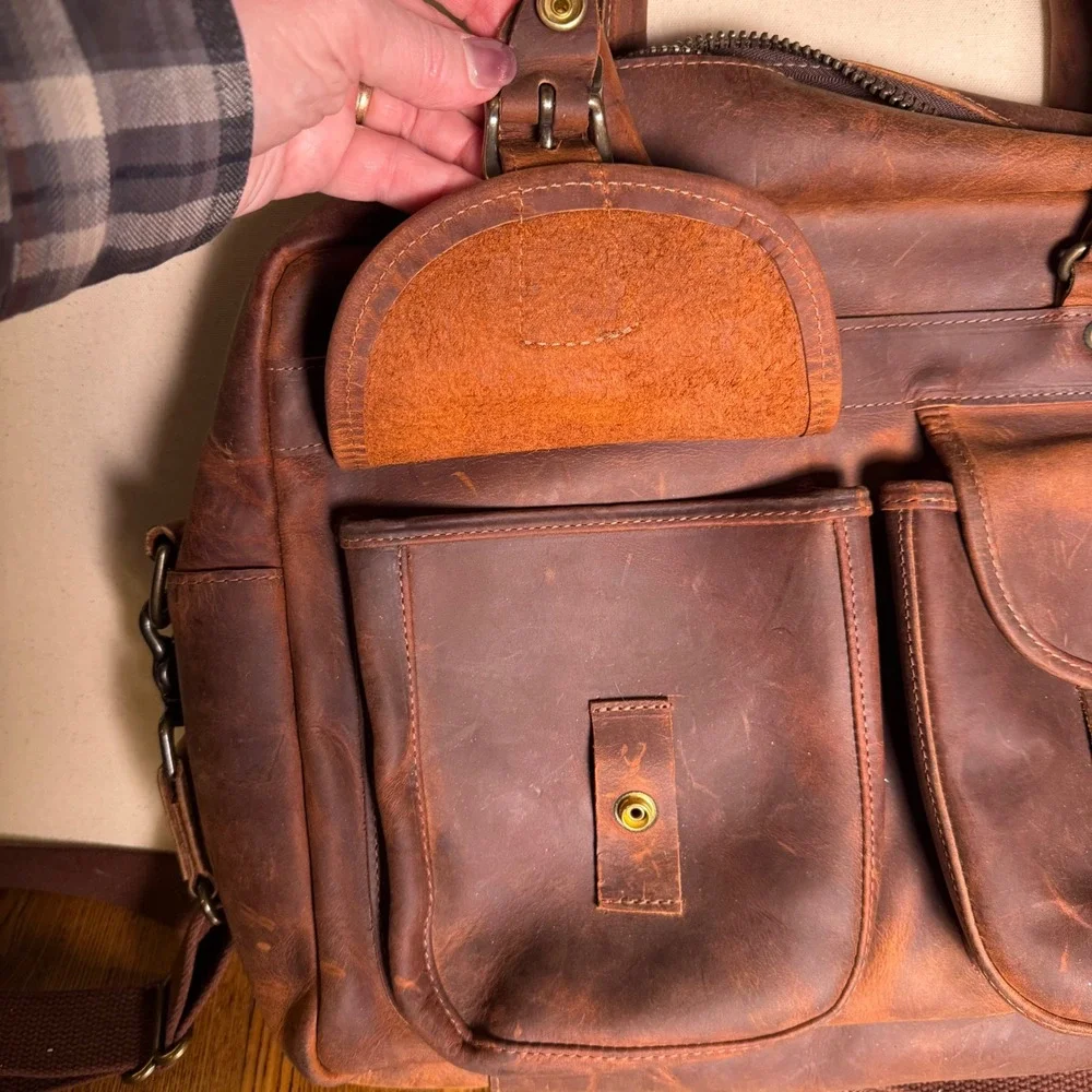 Authentic Vtg Heavy Leather NRA Expedition Gear Range Safari Bag 16x11x4